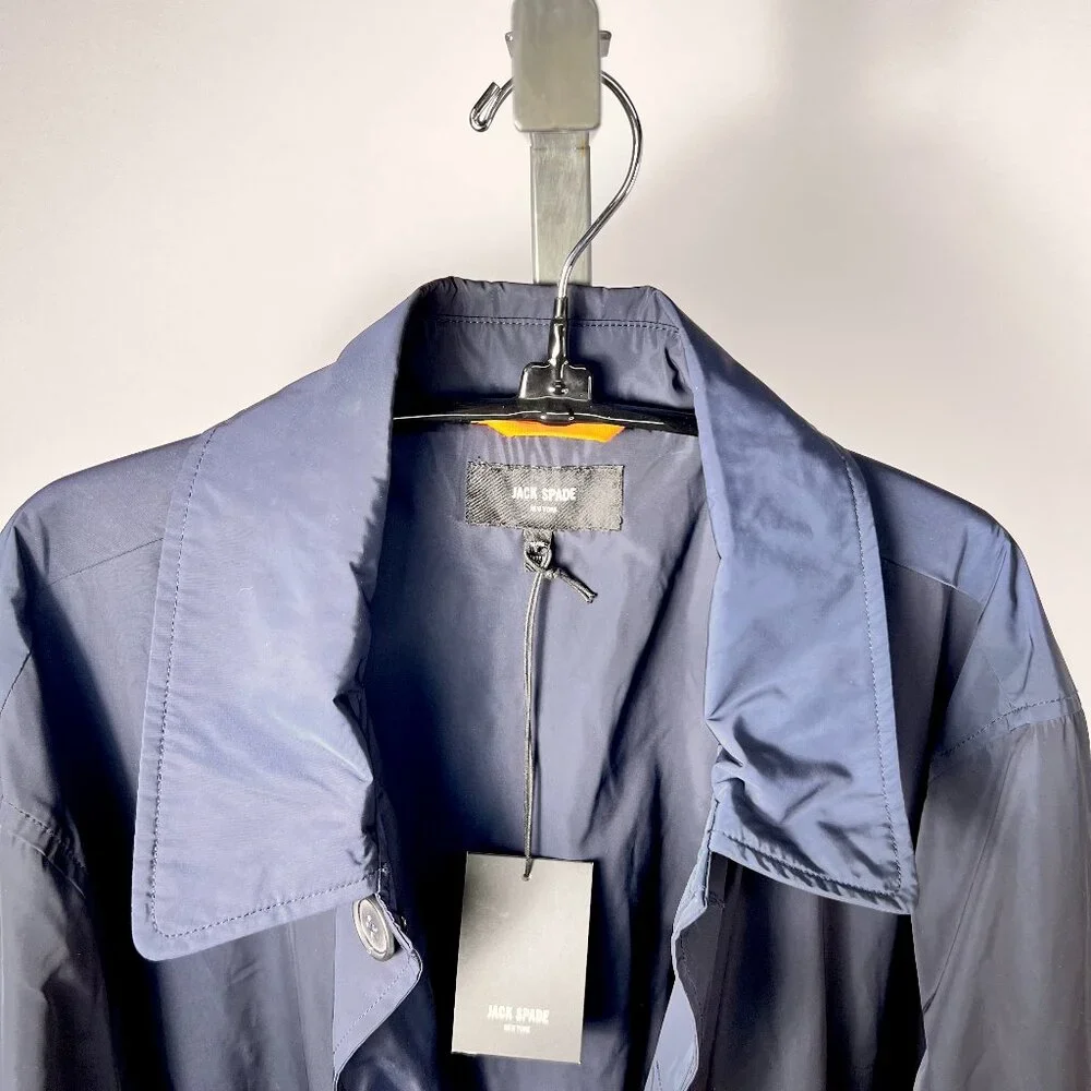 NWT JACK SPADE New York Navy Blue Packable Trench Coat‎ XL